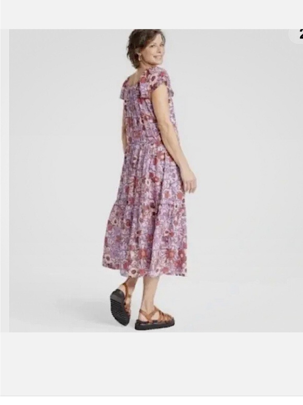 Knox Rose NWT Flutter Sleeve A-Line Maxi Dress Purple Haze Floral Size S